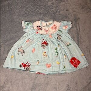 Lil Cactus Farm Animal Smocked Dress. Size 3-6 months